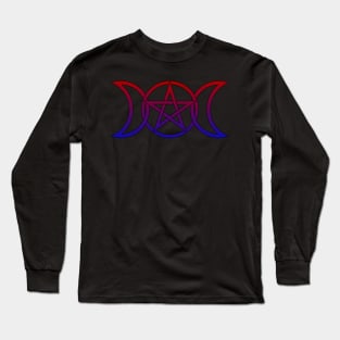 Triple Moon Goddess red to blue Long Sleeve T-Shirt